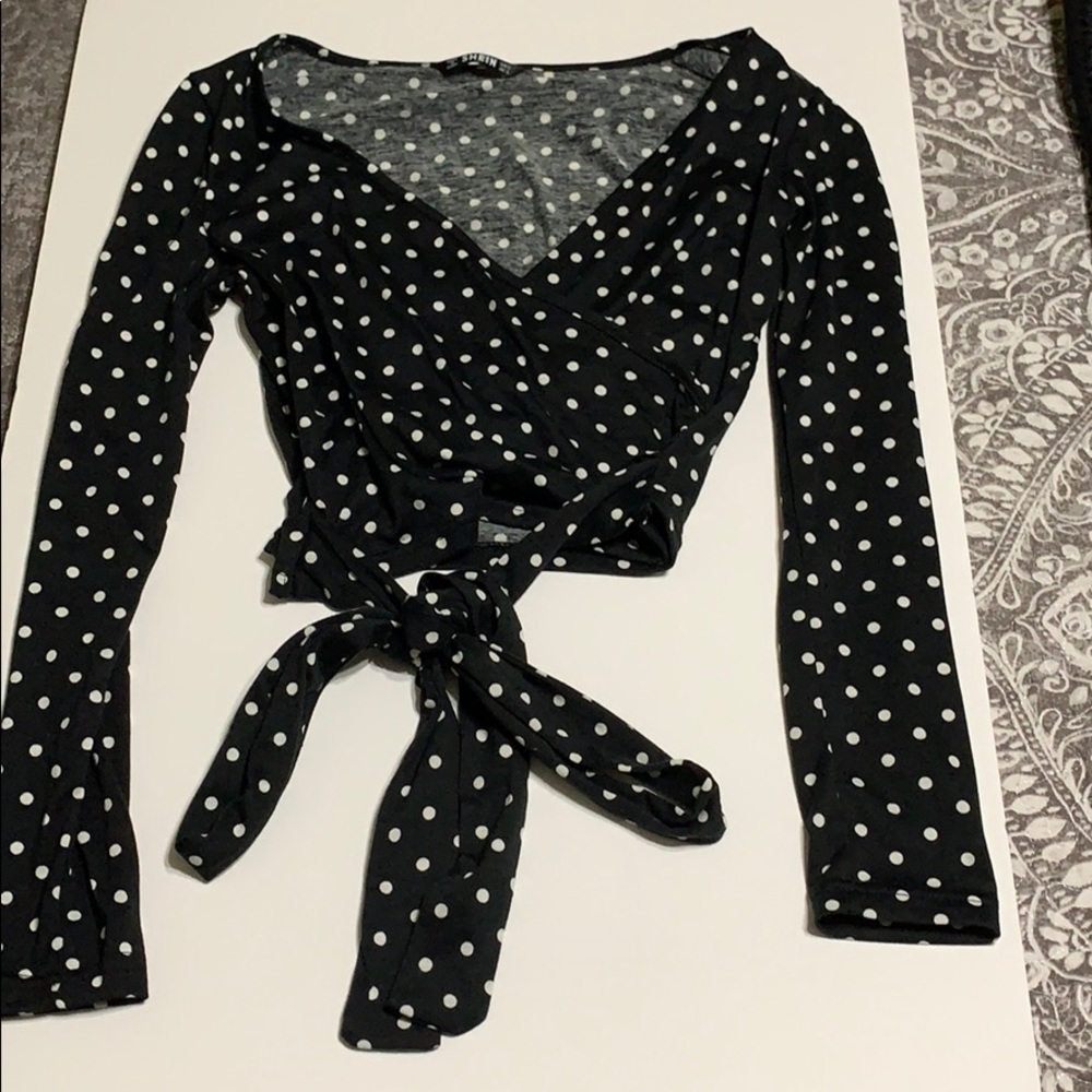 Polka Dot Black & White Crop Top